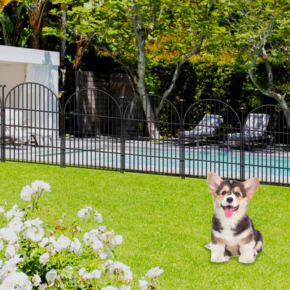 Garden Fencing Animal Barrier 24 Panels, 32 in(H) x 54 Ft(L) No Dig Fences for Dogs, Black Rustproof Metal Wire Garden Fence with Gate, Temporary Dog Fence for Patio Outdoor Yard