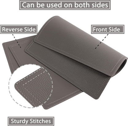 Set of 4 Faux Leather Placemats, PU Table Mats, Waterproof, Stain Resistant, Heat Resistant, Non-Slip Easy to Clean for Kitchen Dining Table,Conference Table C Grey Rectangle
