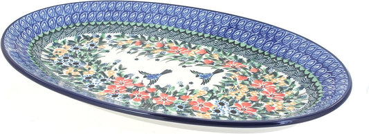 Blue Rose Polish Pottery Maria Oval Platter