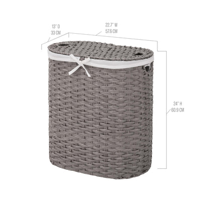 Seville Classics Premium Handwoven Portable Laundry Bin Basket with Carrying Handles, Household