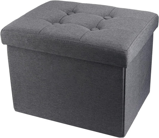 ALASDO Storage Ottoman Footrest Stool Small Ottoman with Storage Foldable Ottomans Foot Rest Footstool Bench for Living Room 17x13x13inches Grey
