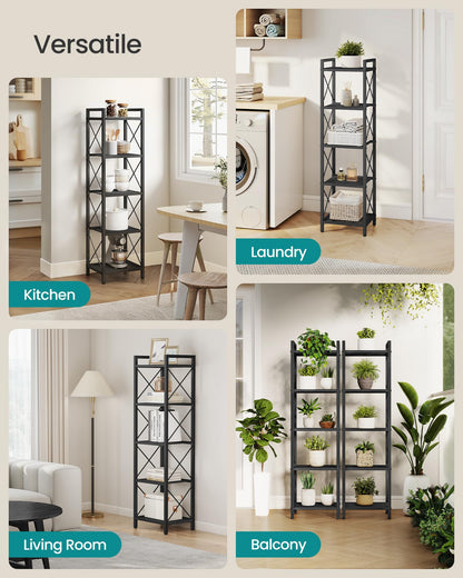 SONGMICS 5-Tier Metal Storage Rack, Shelving Unit with X Side Frames