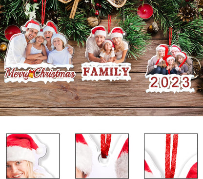 Personalized Photo Ornament Acrylic Custom Christmas Ornaments with Picture Customized Family Christmas Ornament 2023 for Tree Hanging Decoration Gift for Men Women Style 3