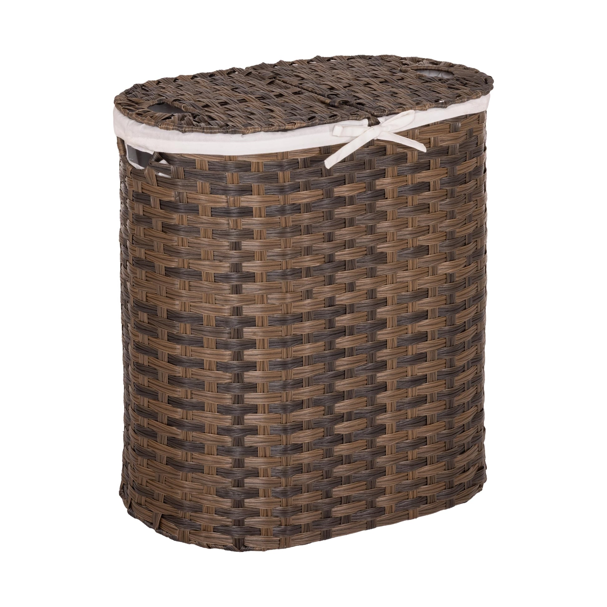 Seville Classics Premium Handwoven Portable Laundry Bin Basket with Carrying Handles, Household