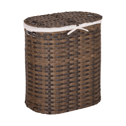 Seville Classics Premium Handwoven Portable Laundry Bin Basket with Carrying Handles, Household