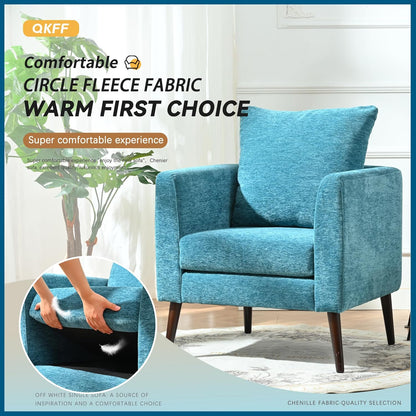 Barrel Accent Chair Set of 2 with Back Pillow, Large Upholstered Armchair with Solid Wood Legs Modern Reading Chairs for Living Room Bedroom