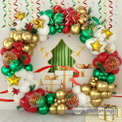 BEISHIDA 4 Pack Christmas Curling Ribbons Red Green Gold Silver Balloon String Ribbons for Gift Warppping Birthday Christmas Party Decorations（Total 400 Yards）