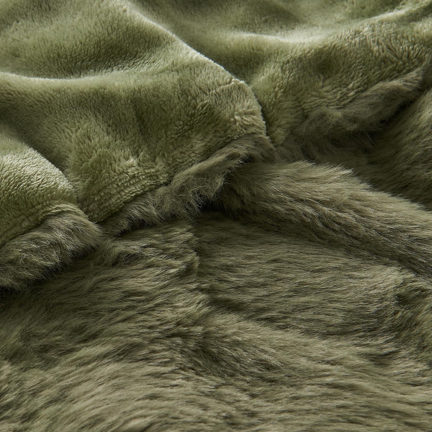 Lotus Karen Faux Fur Throw Blanket Dark Green - 800 GSM Bubble Rabbit Fluff Blanket for Couch Bed Sofa,Softest Fluffy Fuzzy Cozy Blanket,Thick Furry Plush Shaggy Warm Blankets for Women,90x90 Inches