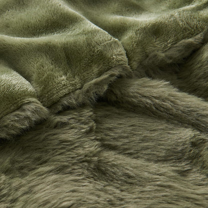 Lotus Karen Faux Fur Throw Blanket Dark Green - 800 GSM Bubble Rabbit Fluff Blanket for Couch Bed Sofa,Softest Fluffy Fuzzy Cozy Blanket,Thick Furry Plush Shaggy Warm Blankets for Women,60x80 Inches