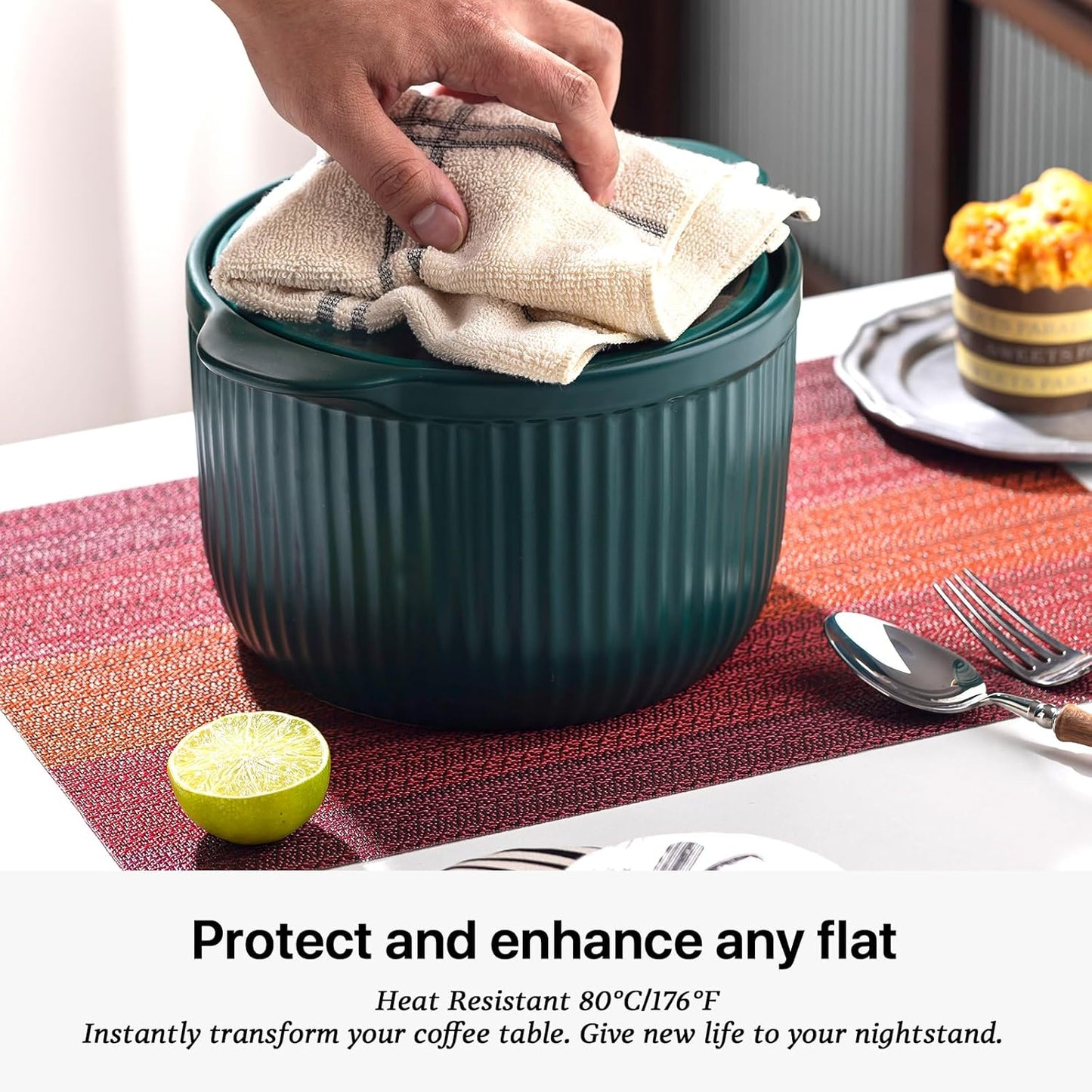 LEXMORE Placemats Set of 8 Vinyl/Plastic Woven Place Mats for Kitchen Table Indoor/Outdoor Washable Placemat Wipeable Dining Table Mats(Pomegranate Parade)