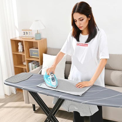 APEXCHASER Ironing Board with Silicon Iron Rest, Heavy-Duty Legs and Heat Resistant Cover, 13x53 inch, Black