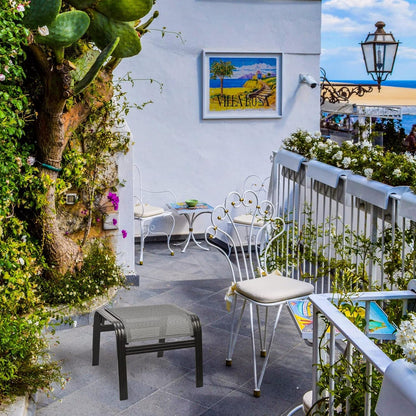 Outdoor Patio Ottoman Seat Textilene Portable Metal Footstool Portable Footrest Patio Chairs 2 Set Grey