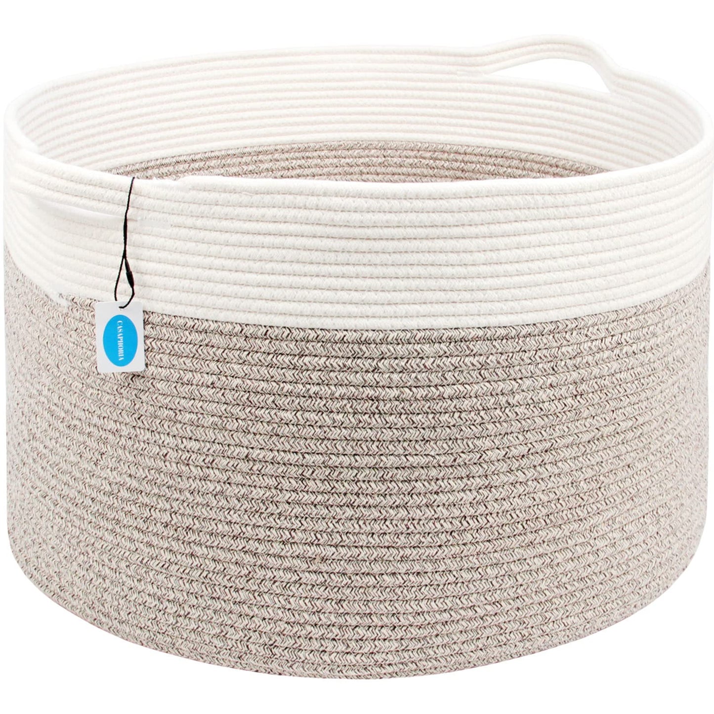 Casaphoria XXXLarge Cotton Rope Basket for Living Room - Woven Storage Basket with Handle for