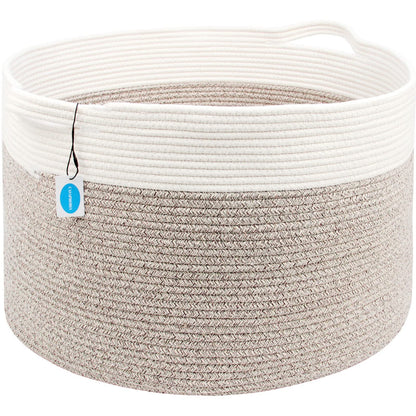 Casaphoria XXXLarge Cotton Rope Basket for Living Room - Woven Storage Basket with Handle for
