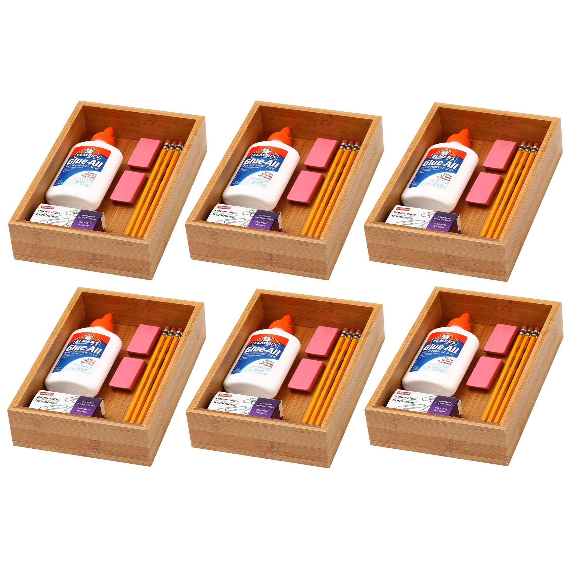 YBM Home Bamboo Drawer Organizer Storage Box for Kitchen Drawer, Junk Drawer, Office, Bedroom