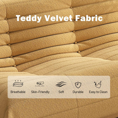 Big Bean Bag Chairs for Adults, 3 Seater Large Bean Bag Chair Sofa, Fireside Chair Lazy Sofa Chair with High Density Comfortable Foam, Modern Bean Bag for Living Room, Bedroom, Office (Yellow)