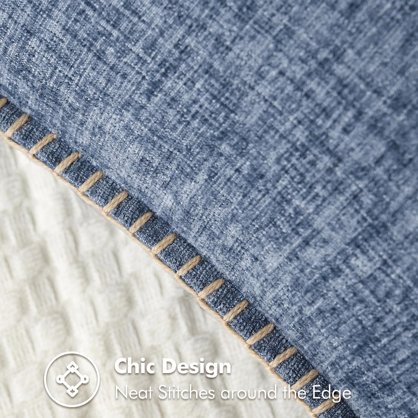 MIULEE Pack of 2 Couch Throw Pillow Covers 16x16 Inch Dark Grey Blue Farmhouse Decorative Pillow Covers with Stitched Edge Soft Chenille Solid Dyed Spring Pillow Covers for Sofa Bed Living Room