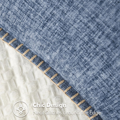 MIULEE Pack of 2 Couch Throw Pillow Covers 16x16 Inch Dark Grey Blue Farmhouse Decorative Pillow Covers with Stitched Edge Soft Chenille Solid Dyed Spring Pillow Covers for Sofa Bed Living Room