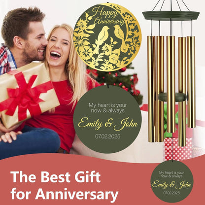 ASTARIN Happy Anniversary Wind Chimes Personalized, Deep Tone Wind Chimes for Memory Day, for Couple Friends Wife Husband, Marriage Keepsake Gift Ideas