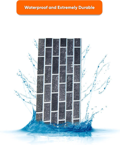 IZODEKOR 3D Brick Effect Wall Panels - Faux Brick Paneling for Living Room, Kitchen, Bathroom and More | Ash Smoke - Pack of 3, Covers 16 sq ft