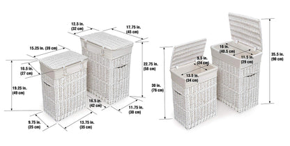 Badger Basket Wicker Nursery Laundry Hampers Set of 2 with Lids and Washable Liners – Large Durable