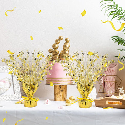 Crowye 18 Pieces Metallic Foil Spray Centerpiece Party Star Table Decoration Burst Metallic Table Centerpieces for Birthday Party Season Holiday(Gold)