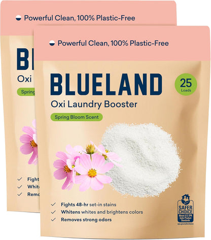 BLUELAND Oxi Laundry Booster Powder Refill 2-Pack, Clear Skies Scent, 50 Loads, 35.2 oz, Plastic-Free, Eco Friendly, Oxy Cleaner, Stain Remover