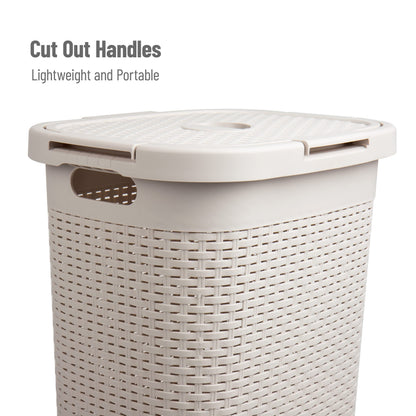 Mind Reader Tall Tapered Laundry Hamper with Lid, 60L Clothes Basket, Narrow Base Design for