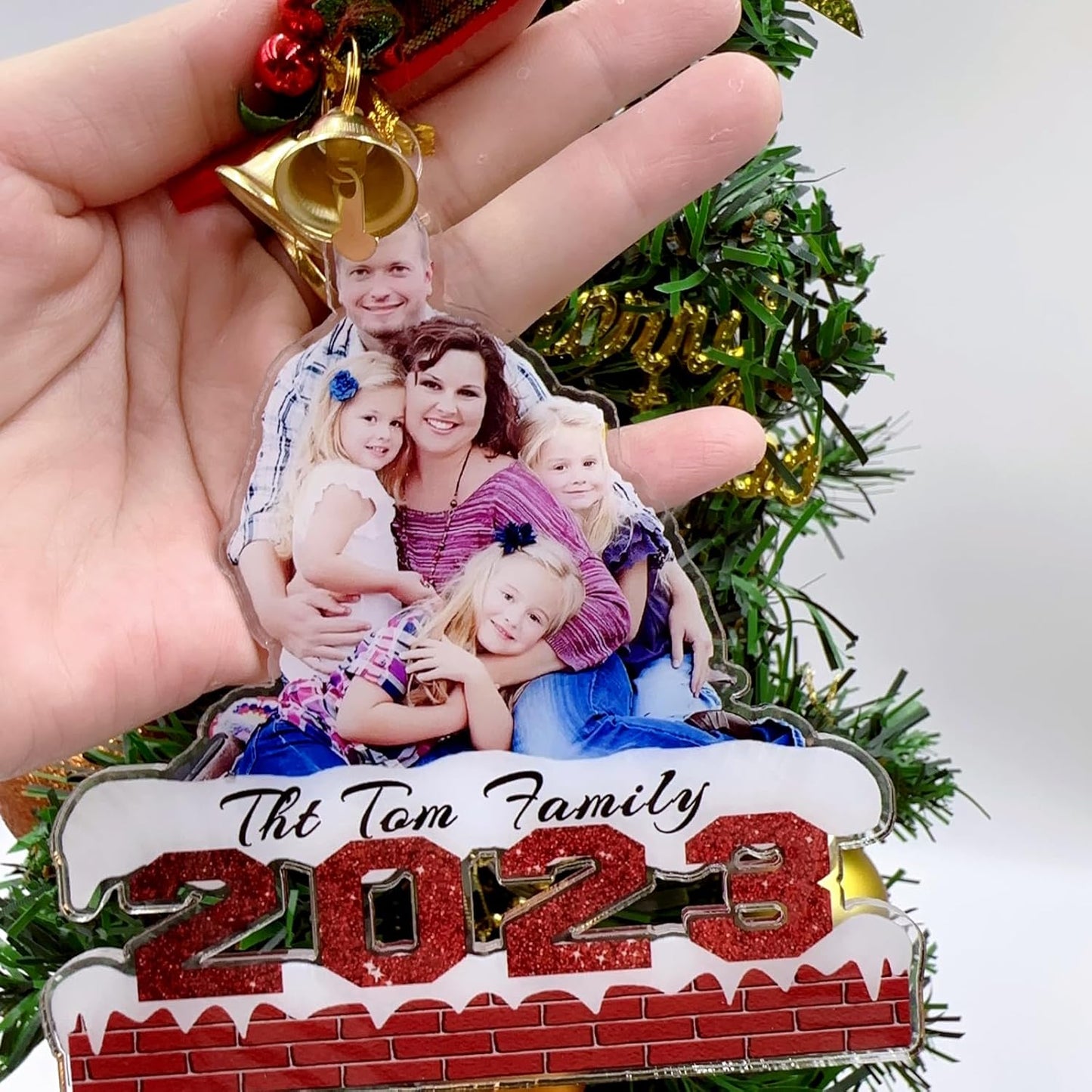 Personalized Christmas Ornament 2025, Photo Acrylic Customized Family Baby's Frist Christmas Ornament with Picture for Xmas Tree Decor Custom Gifts -Style2