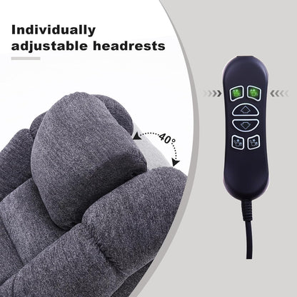 Triple Motor Power Lift Recliner Chair with Massage and Dual Heat for Elderly People, Zero Gravity Lay Flat Recliner Infinite Position, USB Ports（Grey）
