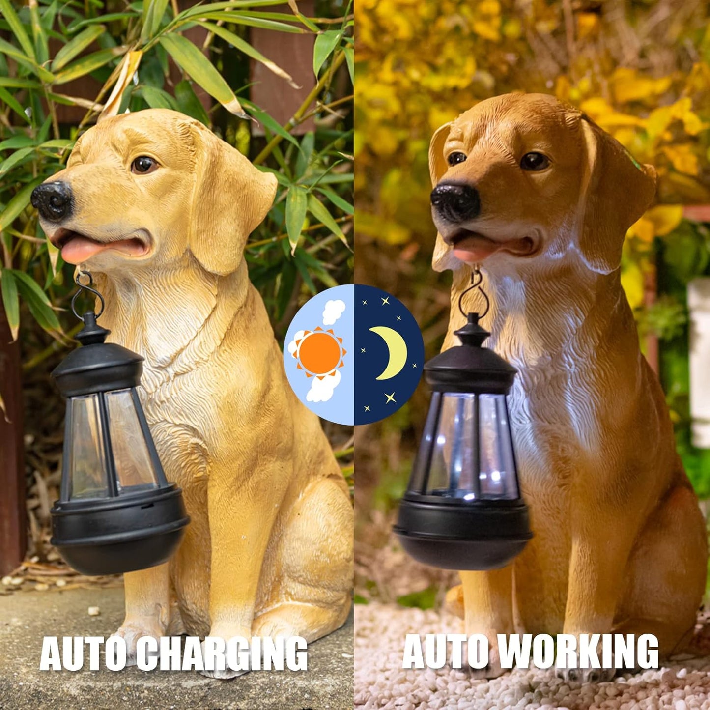 Garden Dog Statues Outdoor Decor, Solar Lights Outdoor Statue Outdoor Decorations Solar Dog Ornaments for Patio, Lawn, Yard Art Decoration, Housewarming Garden Gift