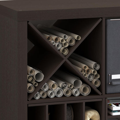 Furinno Cubicle X-Shelf Cube Insert, 3-Shelf Cube Organizer, Dark Oak