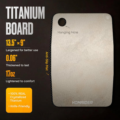 Titanium Cutting Board – Pure Titanium Chopping Board for Kitchen – Non-Toxic, Microplastic-Free, Double-Sided, Dishwasher Safe, Durable Metal Cutting Board
