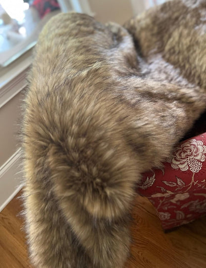 Brown Fur Throw Blanket and Bedspread - Brown Wolf Faux Fur - Light & Dark Brown Faux Fur - Luxury Throw Blanket & Bedspread, Handmade in US, 16406