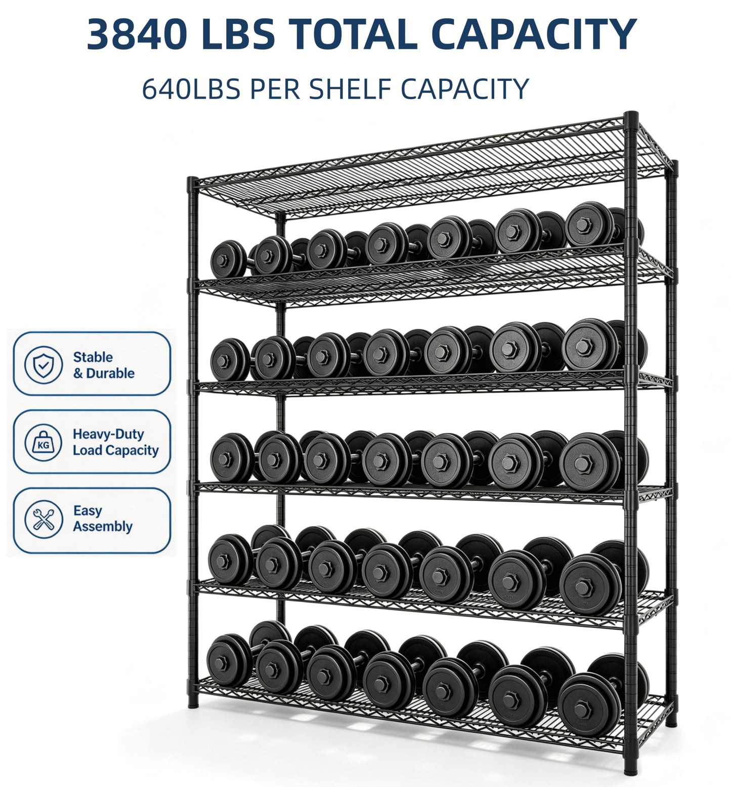Garvee 6-Tier Wire Shelving 3840LBS Heavy Duty Storage Shelves Garage Rack