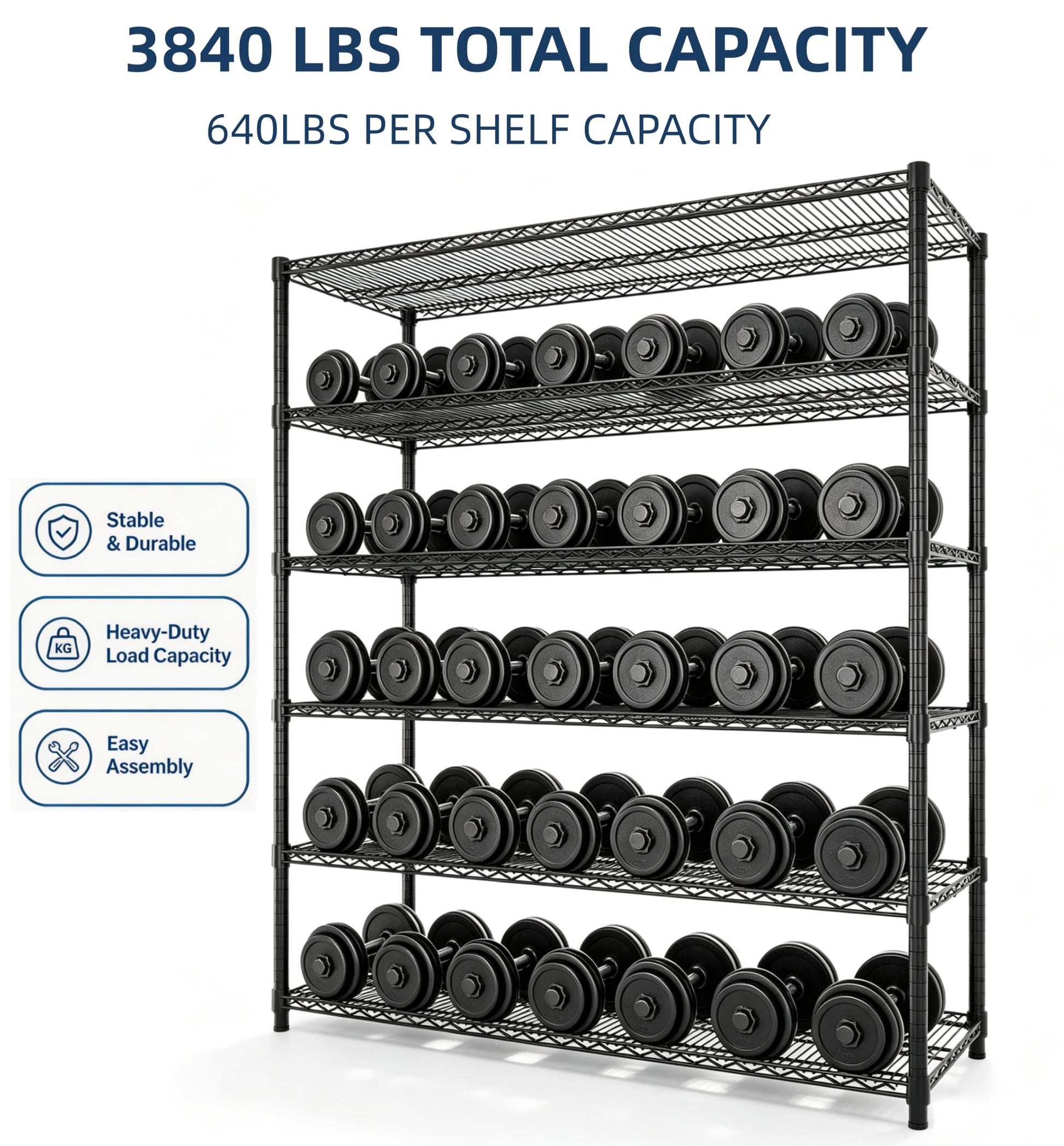 Garvee 6-Tier Wire Shelving 3840LBS Heavy Duty Storage Shelves Garage Rack