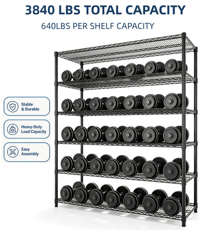 Garvee 6-Tier Wire Shelving 3840LBS Heavy Duty Storage Shelves Garage Rack