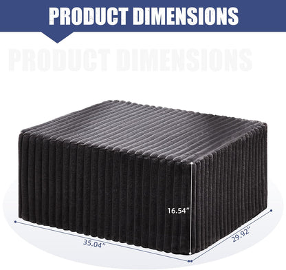 Hobestluk Rectangle Ottoman Memory Foam Footrest for Couch with Removable Cover Large Floor Seating for Adults Ottoman Coffee Table for Living Room, Bedroom or Office (Strip Grey, Footrest)