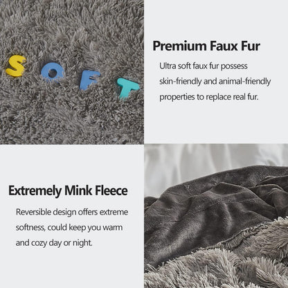 GONAAP Fuzzy Faux Fur Throw Blanket Twin Size Light Grey Super Soft Cozy Plush Fuzzy Shaggy Blanket for Couch Sofa Bed (Light Grey, Twin(60"x80"))