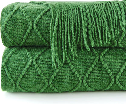 inhand Green Christmas Throw Blanket for Couch and Bed, Birthday Gifts for Women Teen Girl Friend Home Decor Knitted Blanket and Throws, Outdoor Lightweight Farmhouse Warm Woven Decorative, 50"x60"