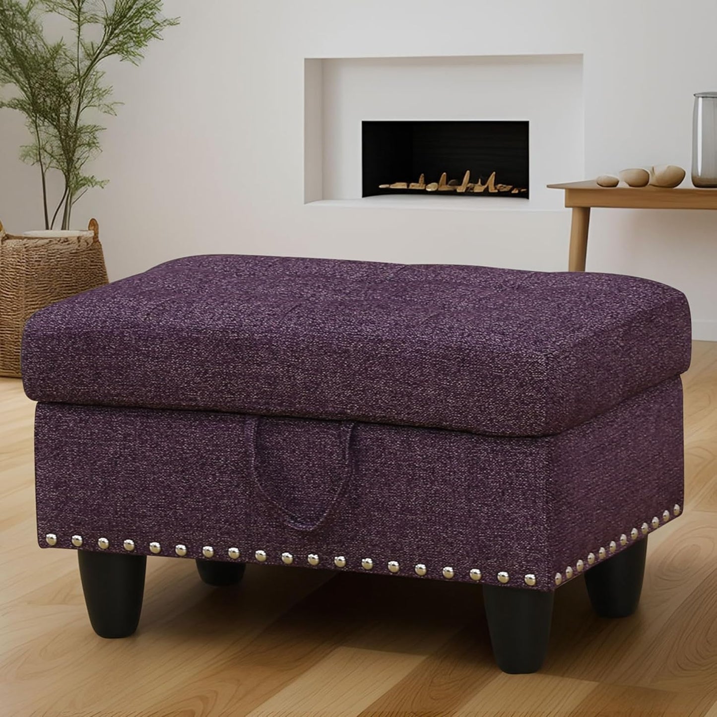 Ottoman Rectangular Storage Ottoman Bench, Footrest Stool Footstool with Lid for Living Room, Bedroom, Entryway, Brown, 28.5"x19.5"x17.5"