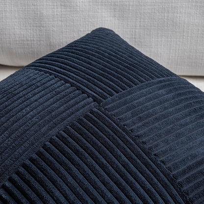 Fancy Homi 2 Packs Navy Blue Euro Decorative Throw Pillow Covers 28x28 Inch for Living Room Couch Bed, Farmhouse Boho Home Decor, Soft Corss Corduroy Patchwork Textured Square Cushion Case 71x71 cm