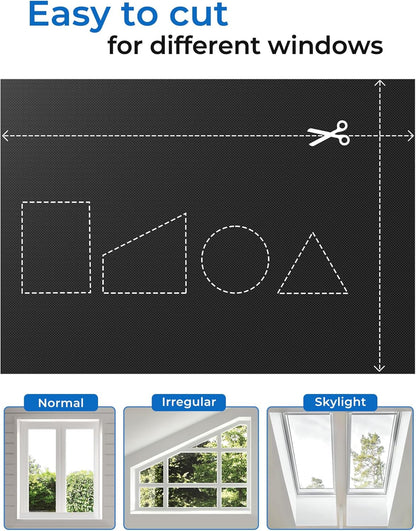 Sumobaby Blackout Curtains for Bedroom 96"x70"Portable Black Out Window Cover with Heat-Resistant Hook&Loop Tape,100% Blackout Shades No Drill Blinds for Windows DIY Cut Fit for Nursery,TV Room(Black)