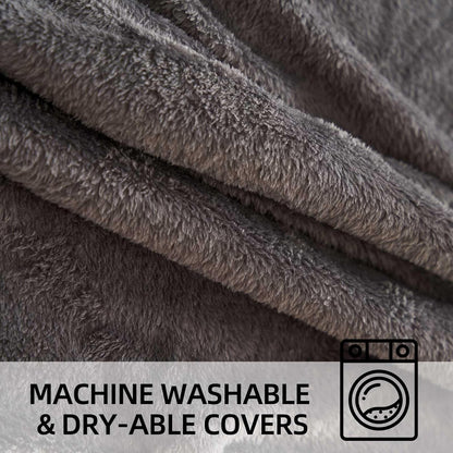 Bean Bag Chair 4Ft, Memory Foam Filled, Large Beanbag Chairs for Adults and Teens, Soft Sofa with Removable Flannel Cover, Round Couch for Living Room Bedroom College Dorm (Dark Gray, 4FT-47×47"×24")