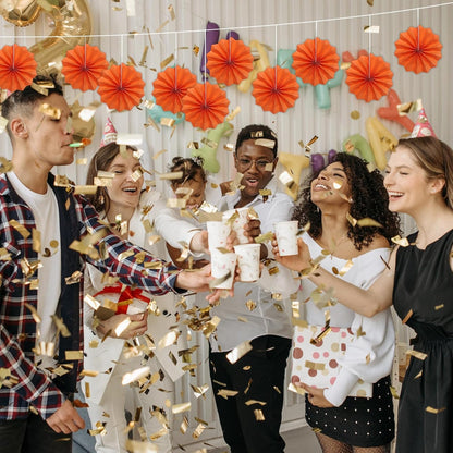 Orange Birthday Party Decorations,DIY Orange Paper Fans Hanging Decoration,8in Halloween Paper Fans,Halloween Decor,Fox Birthday Decorations Events Accessories 30 Color DIY Set (Orange)