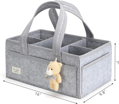 PeraBella Diaper Caddy Organizer with Handle, Baby Shower Gifts Basket Bag, Registry Search Must Haves Items, Nursery Storage Organizer for Newborn Girl Boy, Baby Bag Essentials, Car Diaper Caddy Cart