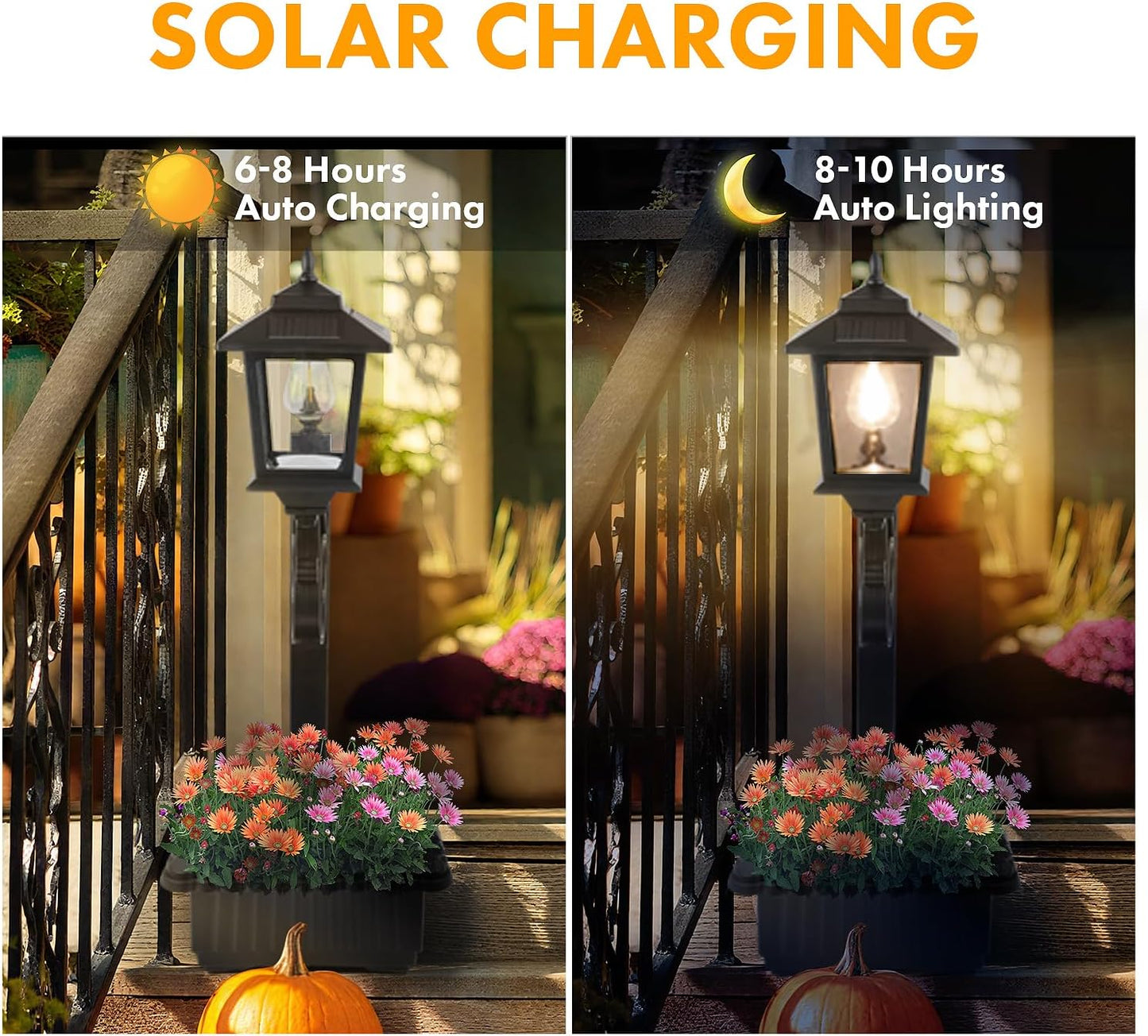 Solar Lamp Post Light with Planter, 2 in 1 Outdoor Flower Pots, Wall Mount or Freestanding Waterproof Solar Post for Lawn, Patio, Front/Back Door