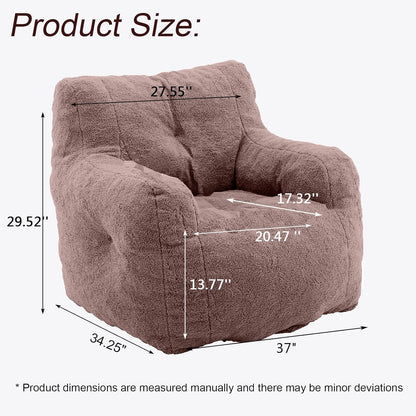 Recaceik Bean Bag Chairs, Tufted Soft Stuffed Bean Bag Chair with Filler, Fluffy Lazy Sofa Chair Lounger, Comfy Giant Bean Bag Chair for Bedroom, Living Room, Brown