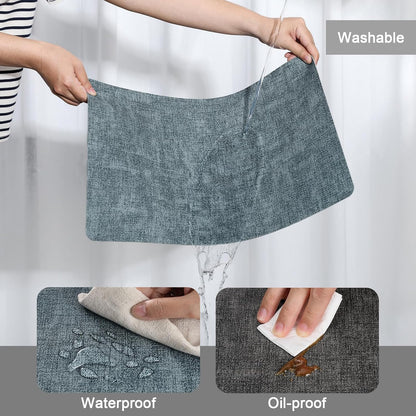 Myir JUN Dual Sided Placemats, Faux Leather Set of 6 Indoor & Outdoor Square Non-Slip Table Mats (Gray Light Blue, Set of 6)