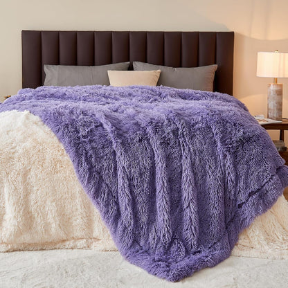 GONAAP Fuzzy Faux Fur Throw Blanket Twin Size Lavender Super Soft Cozy Plush Fuzzy Shaggy Blanket for Couch Sofa Bed (Lavender, Twin(60"x80"))